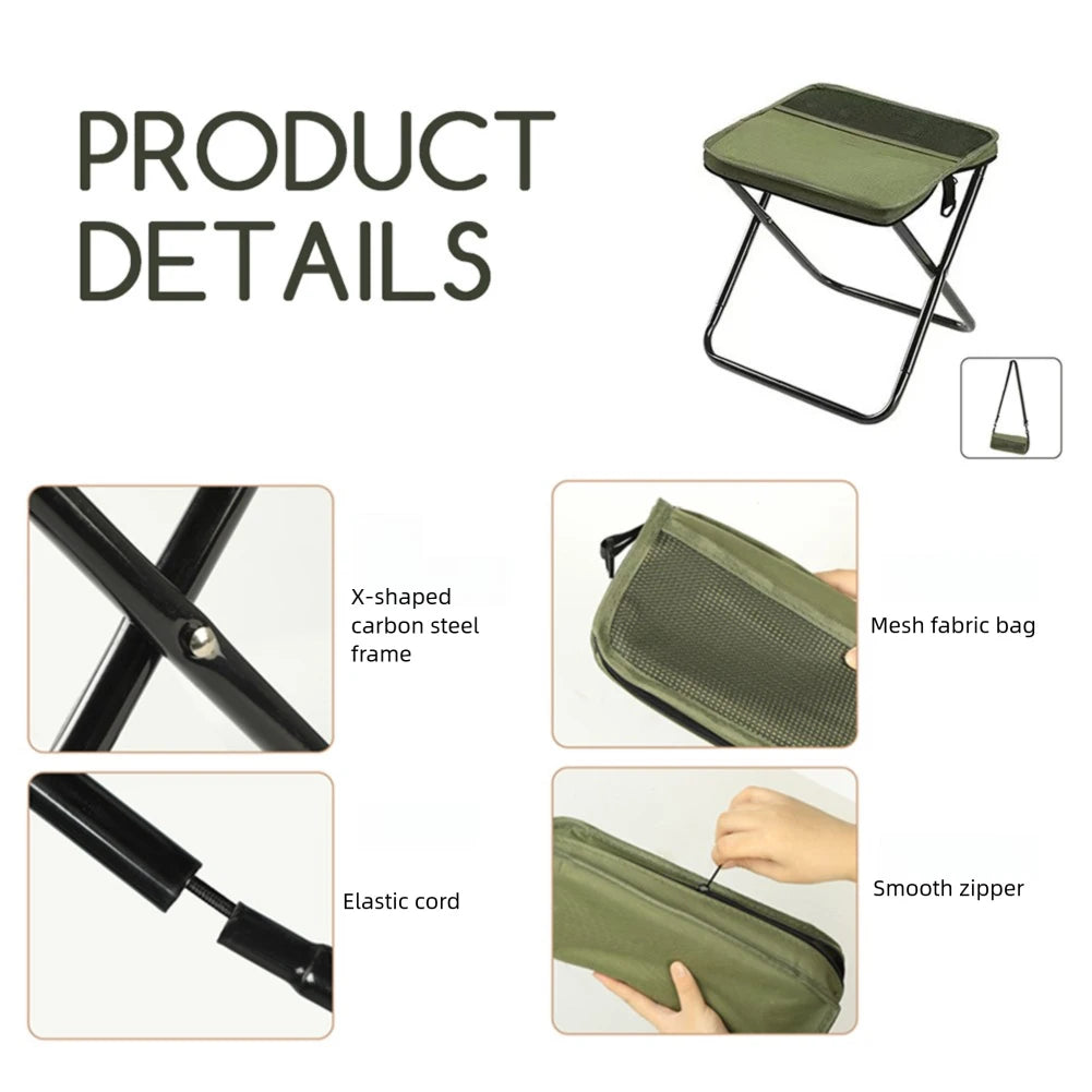 Foldable Portable Backpack Stool with Carry Bag – Lightweight Mini Outdoor Chair